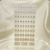 35 White Gold Filled Rounds Zirconia Studs  Assorted Sizes with Free Display, Oro Laminado