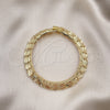 Oro Laminado Solid Bracelet, Gold Filled Style Diamond Cutting Finish, Golden Finish, 03.102.0077.1.07 (08 MM Thickness, 7 Inches Length)