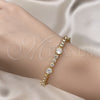 Oro Laminado Fancy Bracelet, Gold Filled Style with White Cubic Zirconia, Polished, Golden Finish, 03.283.0308.07 (06 MM Thickness, 7 Inches Length)