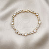 Oro Laminado Fancy Bracelet, Gold Filled Style with White Cubic Zirconia, Polished, Golden Finish, 03.283.0308.07 (06 MM Thickness, 7 Inches Length)