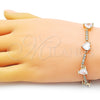 Oro Laminado Fancy Bracelet, Gold Filled Style Heart Design, with White Cubic Zirconia, Polished, Golden Finish, 03.283.0312.07 (09 MM Thickness, 7 Inches Length)