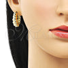 Oro Laminado Huggie Hoop, Gold Filled Style Twist Design, Polished, Golden Finish, 02.213.0534.25