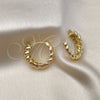 Oro Laminado Huggie Hoop, Gold Filled Style Twist Design, Polished, Golden Finish, 02.213.0534.25