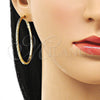 Oro Laminado Large Hoop, Gold Filled Style Diamond Cutting Finish, Golden Finish, 02.93.0003.50