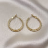Oro Laminado Medium Hoop, Gold Filled Style Twist Design, Diamond Cutting Finish, Golden Finish, 02.93.0005.30