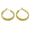 Oro Laminado Medium Hoop, Gold Filled Style Twist Design, Diamond Cutting Finish, Golden Finish, 02.93.0005.30