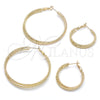 Oro Laminado Medium Hoop, Gold Filled Style Twist Design, Diamond Cutting Finish, Golden Finish, 02.93.0005.30