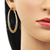 Oro Laminado Large Hoop, Gold Filled Style Twist Design, Diamond Cutting Finish, Golden Finish, 02.93.0005.50