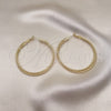 Oro Laminado Large Hoop, Gold Filled Style Twist Design, Diamond Cutting Finish, Golden Finish, 02.93.0005.50