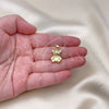 Oro Laminado Fancy Pendant, Gold Filled Style Teddy Bear Design, with Ivory Pearl, Polished, Golden Finish, 05.341.0083