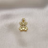 Oro Laminado Fancy Pendant, Gold Filled Style Teddy Bear Design, with Ivory Pearl, Polished, Golden Finish, 05.341.0083