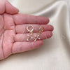 Oro Laminado Dangle Earring, Gold Filled Style Cross Design, with White Cubic Zirconia, Polished, Golden Finish, 02.213.0543