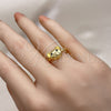 Oro Laminado Multi Stone Ring, Gold Filled Style Teddy Bear Design, with Black Cubic Zirconia, Polished, Golden Finish, 01.341.0113 (One size fits all)