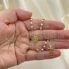 Oro Laminado Thin Rosary, Gold Filled Style Cross and Virgen Maria Design, Polished, Tricolor, 09.02.0058.18