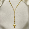 Oro Laminado Thin Rosary, Gold Filled Style Cross and Jesus Design, Polished, Golden Finish, 09.02.0062.18
