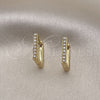 Oro Laminado Huggie Hoop, Gold Filled Style with Ivory Pearl, Polished, Golden Finish, 02.379.0065