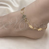 Oro Laminado Fancy Anklet, Gold Filled Style Flower Design, Diamond Cutting Finish, Golden Finish, 5.032.005.1.10 (13 MM Thickness, 10 Inches Length)