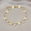 Oro Laminado Fancy Anklet, Gold Filled Style Flower Design, Diamond Cutting Finish, Golden Finish, 5.032.005.1.10 (13 MM Thickness, 10 Inches Length)
