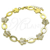 Oro Laminado Fancy Anklet, Gold Filled Style Flower Design, Polished, Golden Finish, 5.032.007.1.10 (13 MM Thickness, 10 Inches Length)