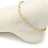Oro Laminado Fancy Anklet, Gold Filled Style Rolo Design, Diamond Cutting Finish, Golden Finish, 04.63.1422.10 (06 MM Thickness, 10 Inches Length)
