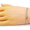 Oro Laminado Basic Bracelet, Gold Filled Style Pave Cuban Design, Diamond Cutting Finish, Golden Finish, 04.63.1423.08 (100 Gauge, Thickness, 8 Inches Length)