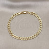 Oro Laminado Basic Bracelet, Gold Filled Style Pave Cuban Design, Diamond Cutting Finish, Golden Finish, 04.63.1423.08 (100 Gauge, Thickness, 8 Inches Length)