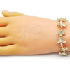 Oro Laminado Fancy Bracelet, Gold Filled Style Butterfly Design, with White Cubic Zirconia, Polished, Golden Finish, 03.284.0028.08 (17 MM Thickness, 8 Inches Length)