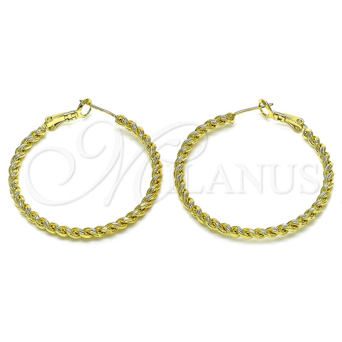 Oro Laminado Medium Hoop, Gold Filled Style Diamond Cutting Finish, Golden Finish, 02.213.0546.40