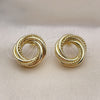 Oro Laminado Stud Earring, Gold Filled Style Twist Design, Polished, Golden Finish, 02.213.0549