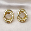 Oro Laminado Stud Earring, Gold Filled Style Hollow and Love Knot Design, Matte Finish, Golden Finish, 02.213.0550