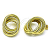 Oro Laminado Stud Earring, Gold Filled Style Hollow and Love Knot Design, Matte Finish, Golden Finish, 02.213.0550