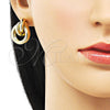 Oro Laminado Stud Earring, Gold Filled Style Chunky Design, Polished, Golden Finish, 02.213.0552