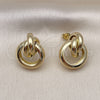 Oro Laminado Stud Earring, Gold Filled Style Chunky Design, Polished, Golden Finish, 02.213.0552