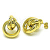Oro Laminado Stud Earring, Gold Filled Style Chunky Design, Polished, Golden Finish, 02.213.0552