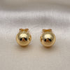Oro Laminado Stud Earring, Gold Filled Style Ball Design, Polished, Golden Finish, 02.342.0272.1