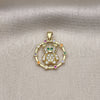 Oro Laminado Fancy Pendant, Gold Filled Style Teddy Bear Design, with Multicolor Micro Pave, Polished, Golden Finish, 05.381.0021
