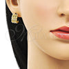 Oro Laminado Stud Earring, Gold Filled Style with Ivory Pearl, Polished, Golden Finish, 02.379.0077
