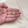 Oro Laminado Fancy Pendant, Gold Filled Style Bird Design, with White Cubic Zirconia and White Micro Pave, Polished, Golden Finish, 05.342.0186