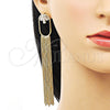 Oro Laminado Long Earring, Gold Filled Style Baguette Design, with White Cubic Zirconia, Polished, Golden Finish, 02.268.0117