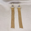 Oro Laminado Long Earring, Gold Filled Style Baguette Design, with White Cubic Zirconia, Polished, Golden Finish, 02.268.0119