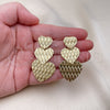 Oro Laminado Long Earring, Gold Filled Style Heart Design, Polished, Golden Finish, 02.213.0431.1