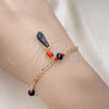 Oro Laminado Fancy Bracelet, Gold Filled Style Figa Hand and Figaro Design, Polished, Golden Finish, 03.213.0227.08 (03 MM Thickness, 8 Inches Length)