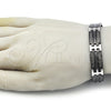 Stainless Steel Solid Bracelet, Greek Key Design, Polished, Two Tone, 03.114.0360.3.09 (12 MM Thickness, 9 Inches Length)