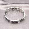 Stainless Steel Solid Bracelet, Greek Key Design, Polished, Two Tone, 03.114.0360.3.09 (12 MM Thickness, 9 Inches Length)