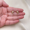 Oro Laminado Stud Earring, Gold Filled Style Dolphin Design, with White Micro Pave, Polished, Golden Finish, 02.342.0287