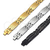 Stainless Steel Solid Bracelet, Polished, Steel Finish, 03.114.0315.3.09 (12 MM Thickness, 9 Inches Length)