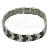 Stainless Steel Solid Bracelet, Polished, Two Tone, 03.114.0312.3.08 (12 MM Thickness, 8 Inches Length)