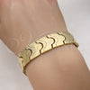 Stainless Steel Solid Bracelet, Polished, Golden Finish, 03.114.0221.3.09 (16 MM Thickness, 9 Inches Length)