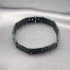 Stainless Steel Solid Bracelet, Greek Key Design, Polished, Black Rhodium Finish, 5.247.010.2.09 (12 MM Thickness, 9 Inches Length)
