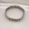 Stainless Steel Solid Bracelet, Polished, Two Tone, 03.114.0385.2.08 (13 MM Thickness, 8 Inches Length)